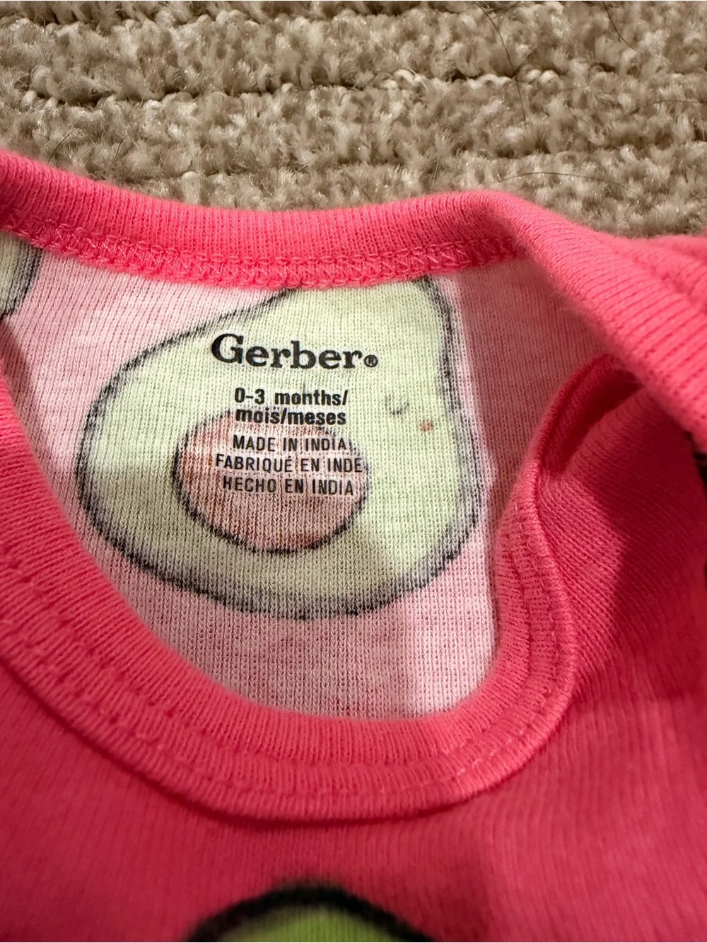Gerber Pink Striped & Pink Avocado Print Short Sleeve One-Piece Bodysuits